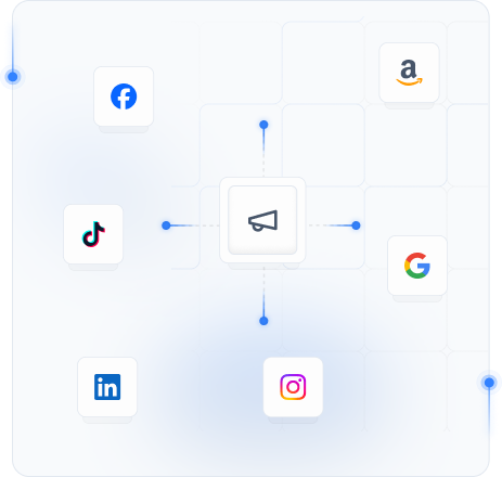 AdTech illustration connecting advertising and social platforms