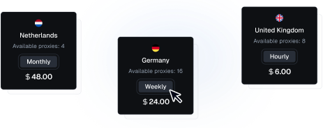 Available proxy examples by country with pricing