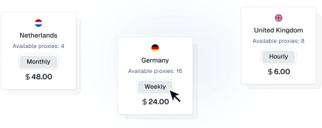 Available proxy examples by country with pricing