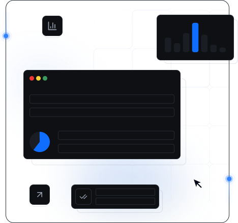 SEO optimization dashboard illustration with analytics cards and interface panels