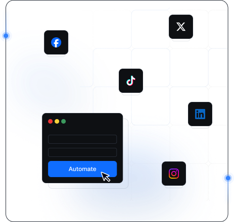Social media management hero illustration with platform icons
