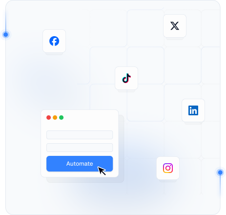 Social media management hero illustration with platform icons