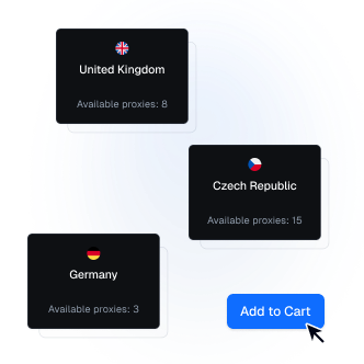 AdTech onboarding steps with proxy marketplace cards